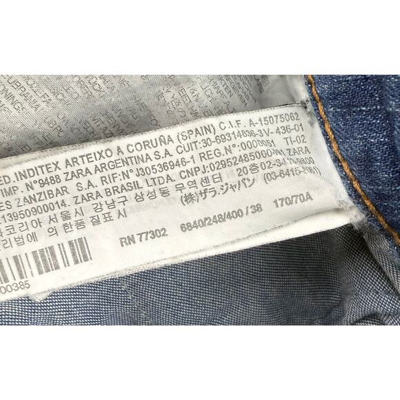 Zara Premium Jeans Women 6 Boyfriend Slim Fit Embroidered Patches Distressed - Picture 11 of 11